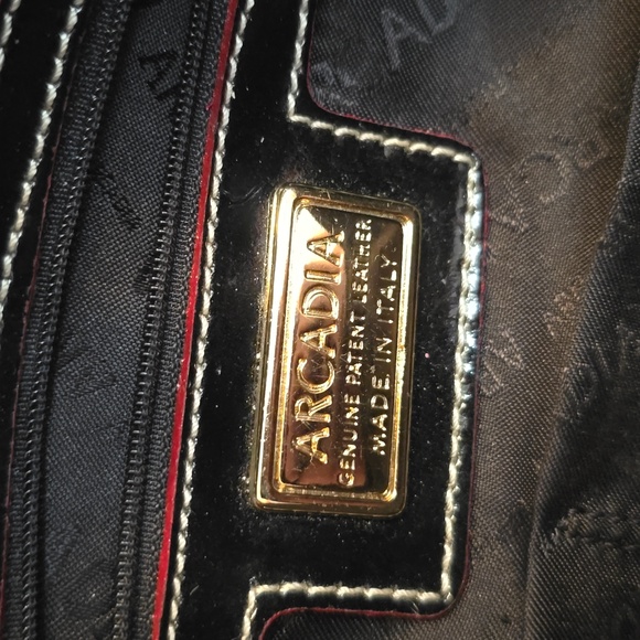 Arcadia Black Patent Leather Top Handle Handbag - Picture 4 of 6